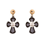 Orecchini con calottina e croce Latina - Nero e oro - Sodini Bijoux