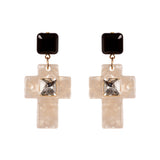 Orecchini con quadrato e croce Latina - Bianco e nero - Sodini Bijoux