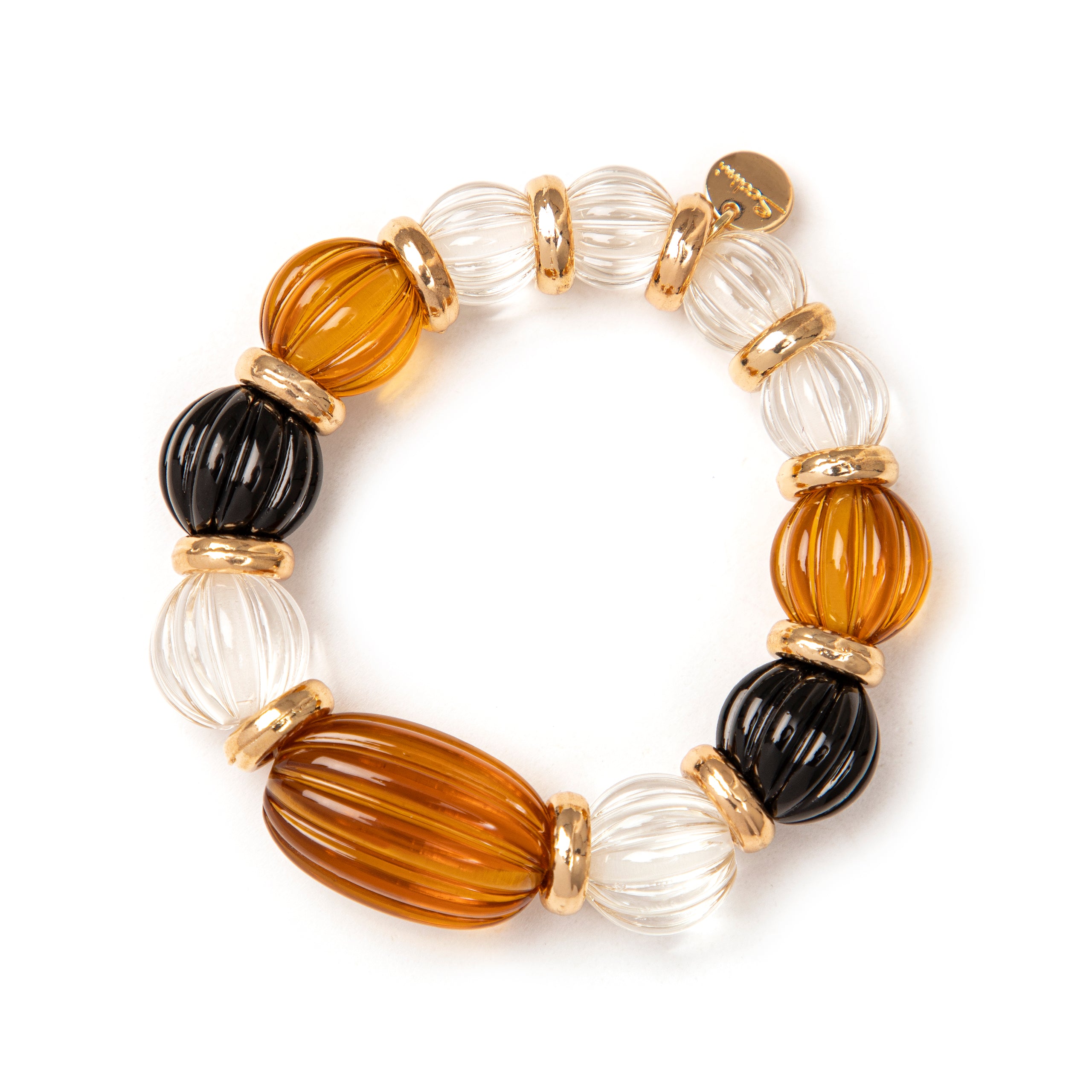 Bracciale elastico boule e ovoide Plissè - Arancio - Sodini Bijoux