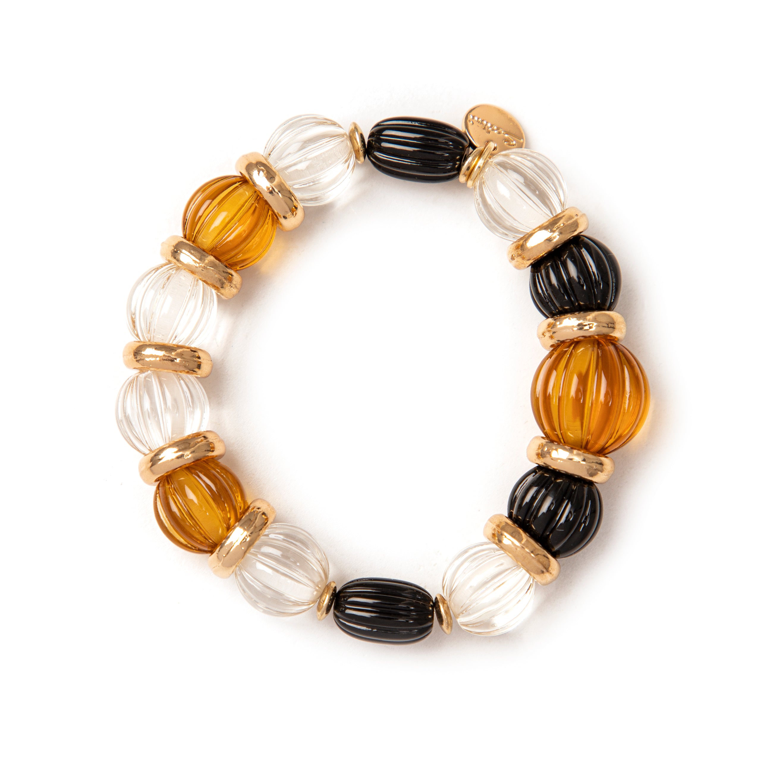 Elastic bracelet boule and olive Plissè - Orange - Sodini Bijoux