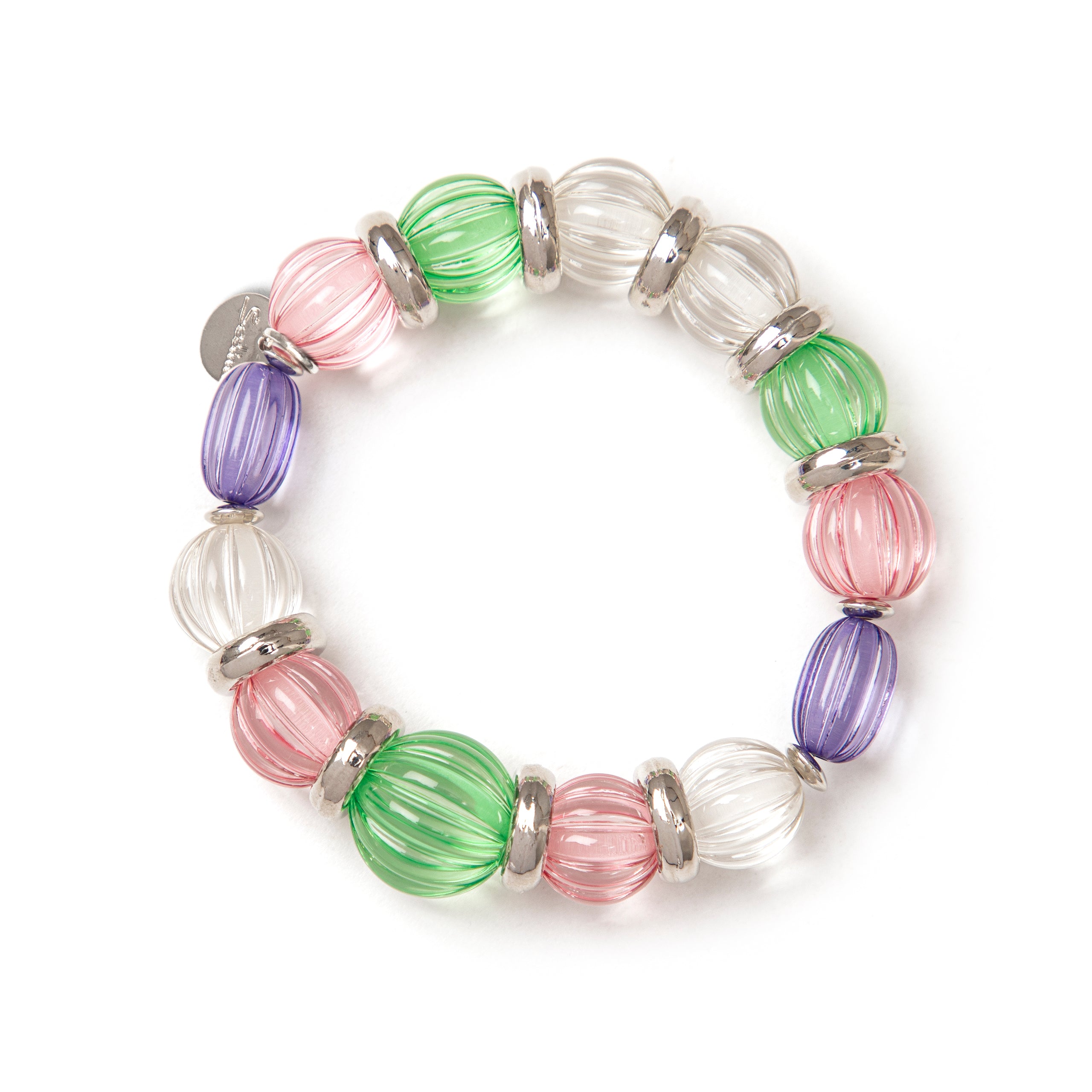 Elastic boule and olive bracelet Plissè - Pink - Sodini Bijoux