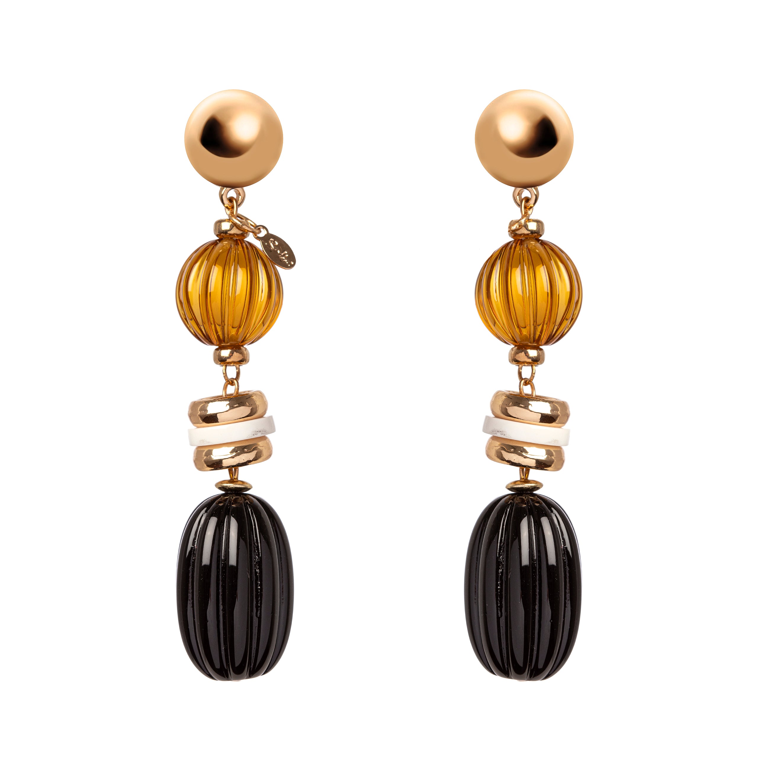Long earrings Plissè - Orange - Sodini Bijoux
