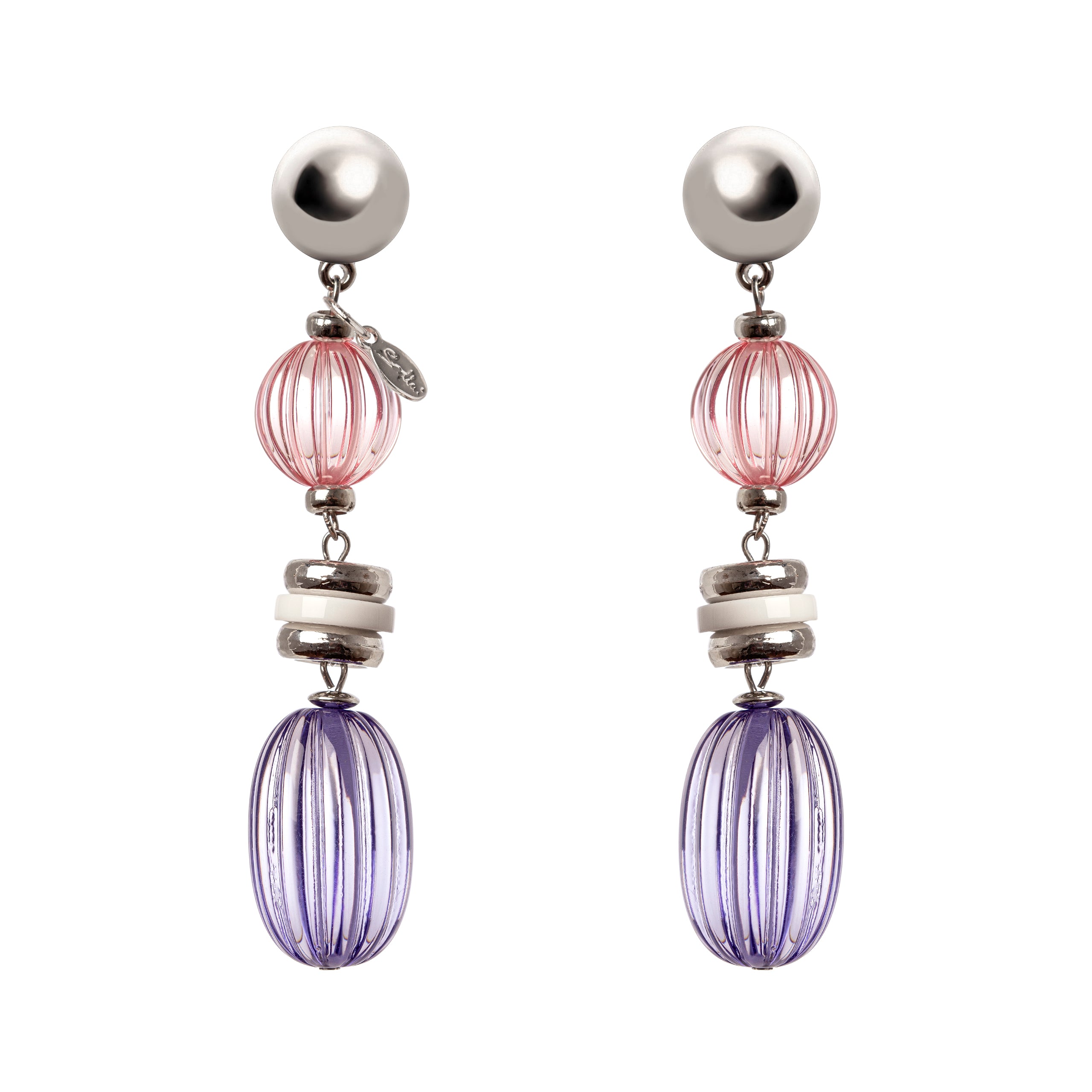Long earrings Plissè - Pink - Sodini Bijoux