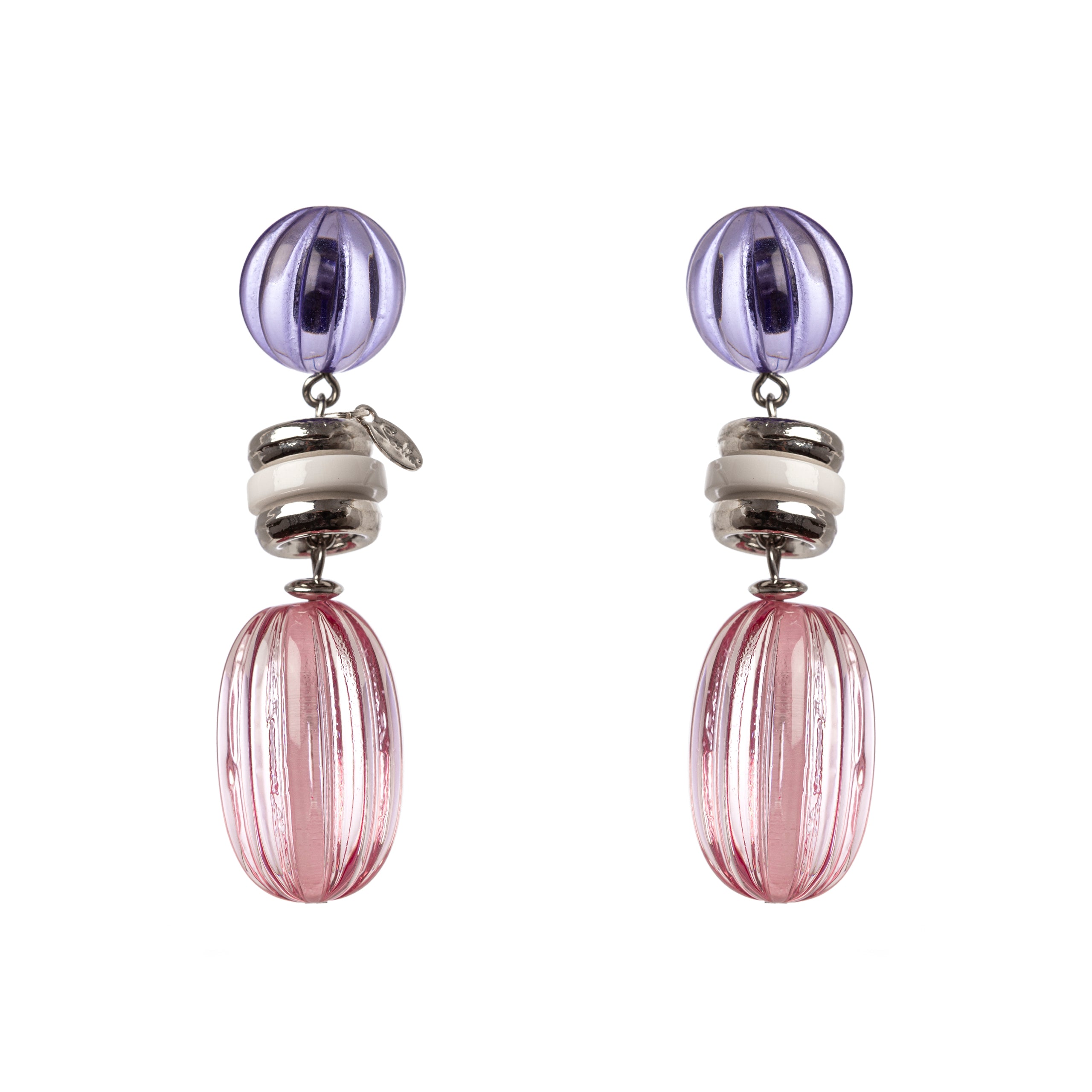 Boule and olive earrings Plissè - Pink - Sodini Bijoux