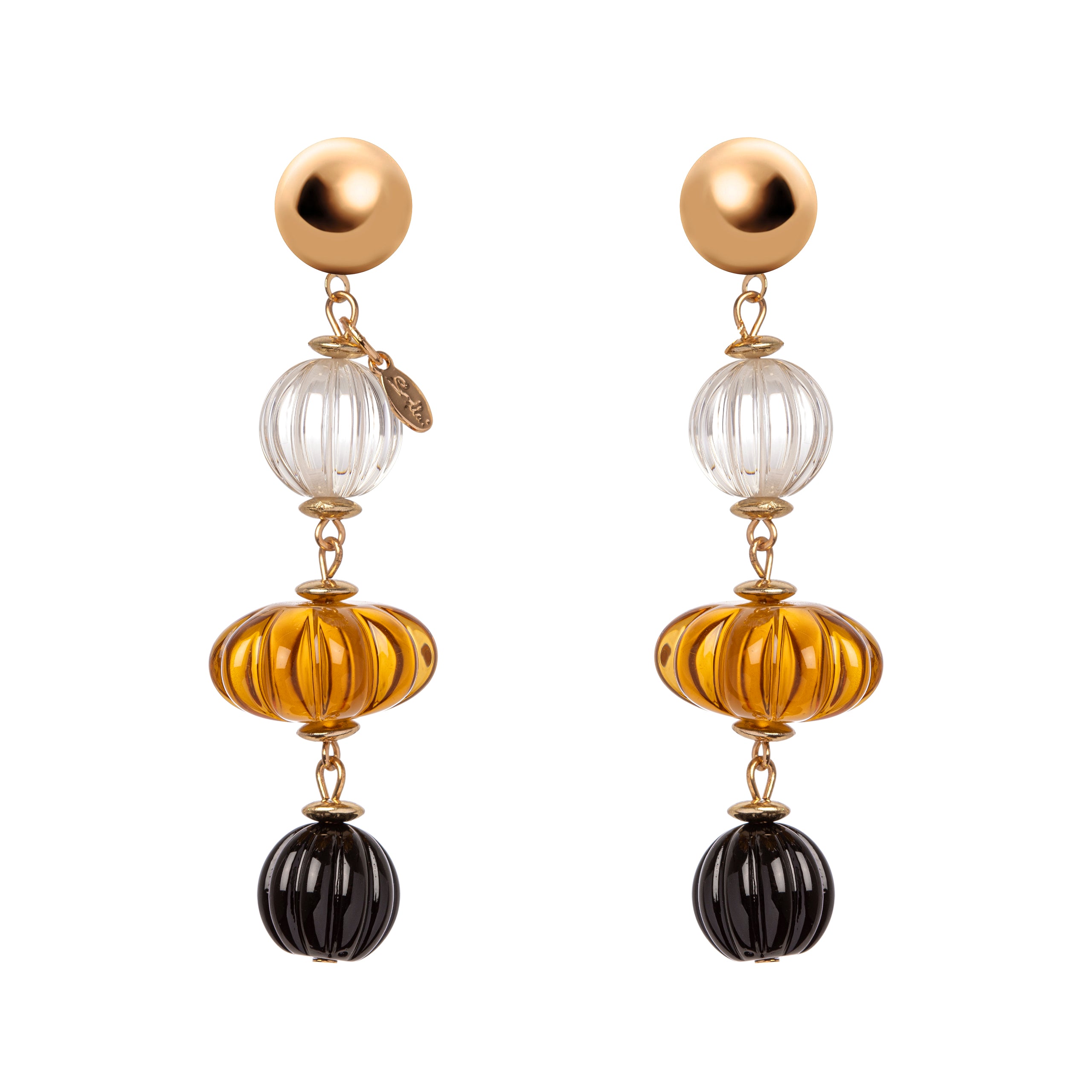 Convex boule earrings Plissè - Orange - Sodini Bijoux