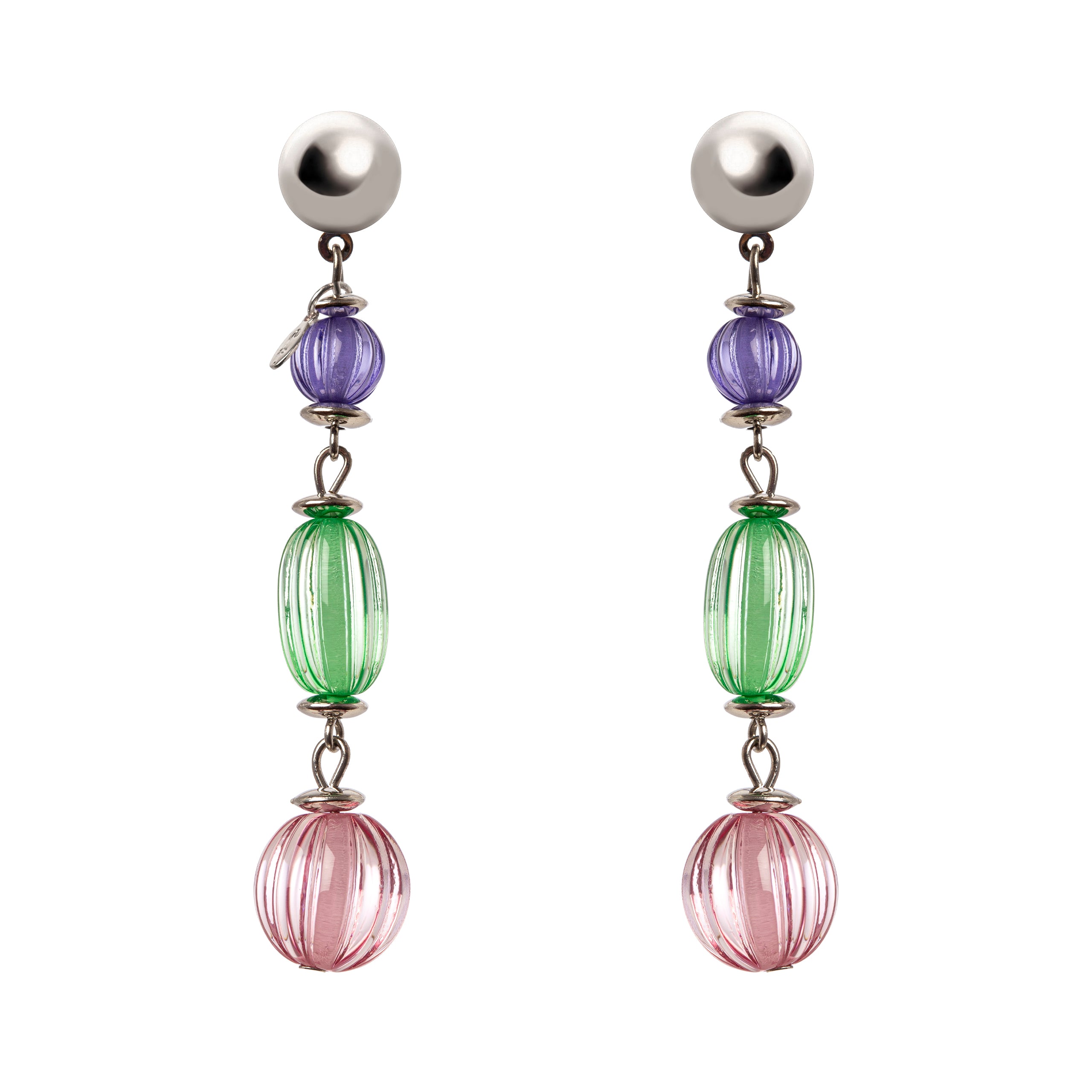 Earrings with tapered boule Plissè - Pink - Sodini Bijoux