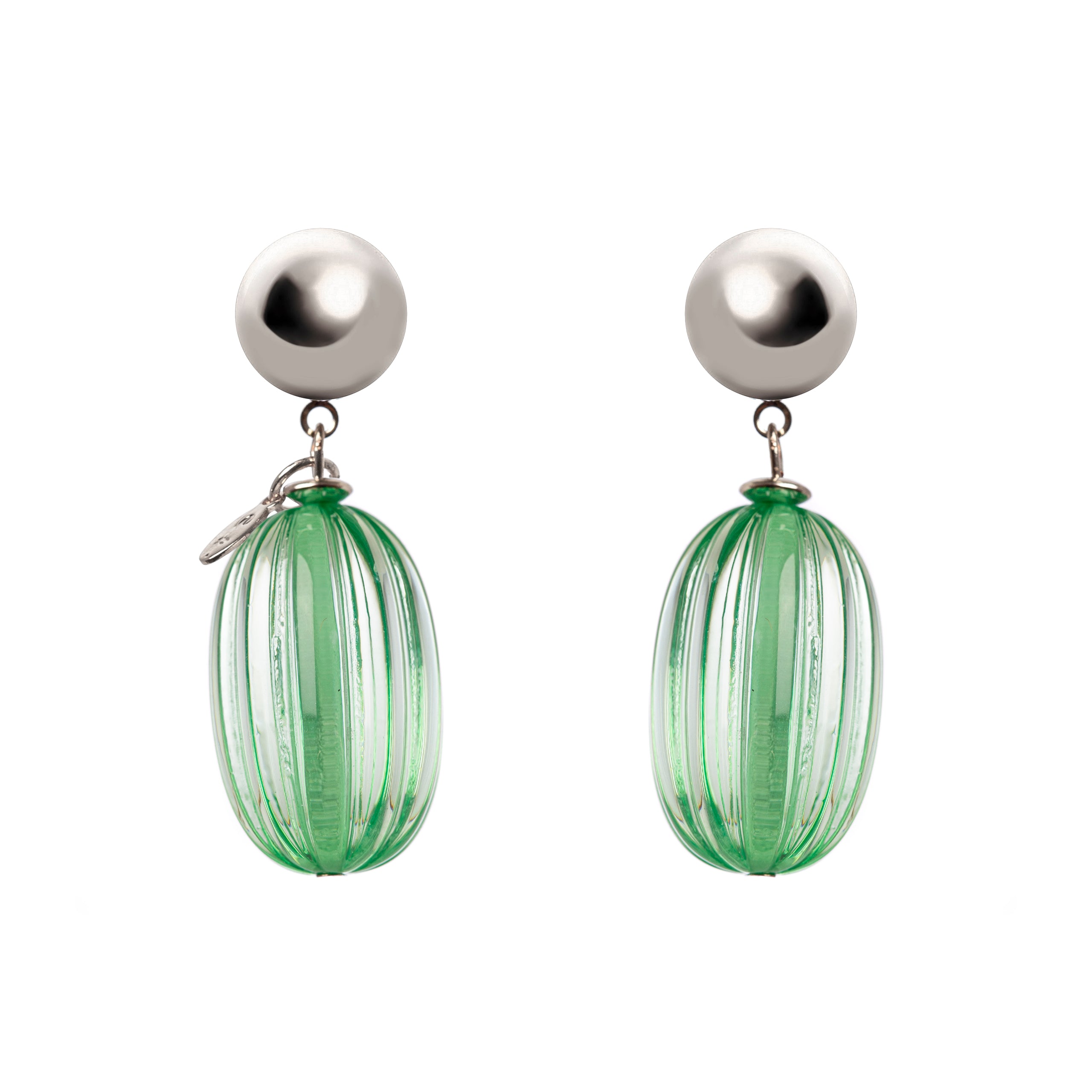 Earrings with dangling olive Plissè - Green - Sodini Bijoux