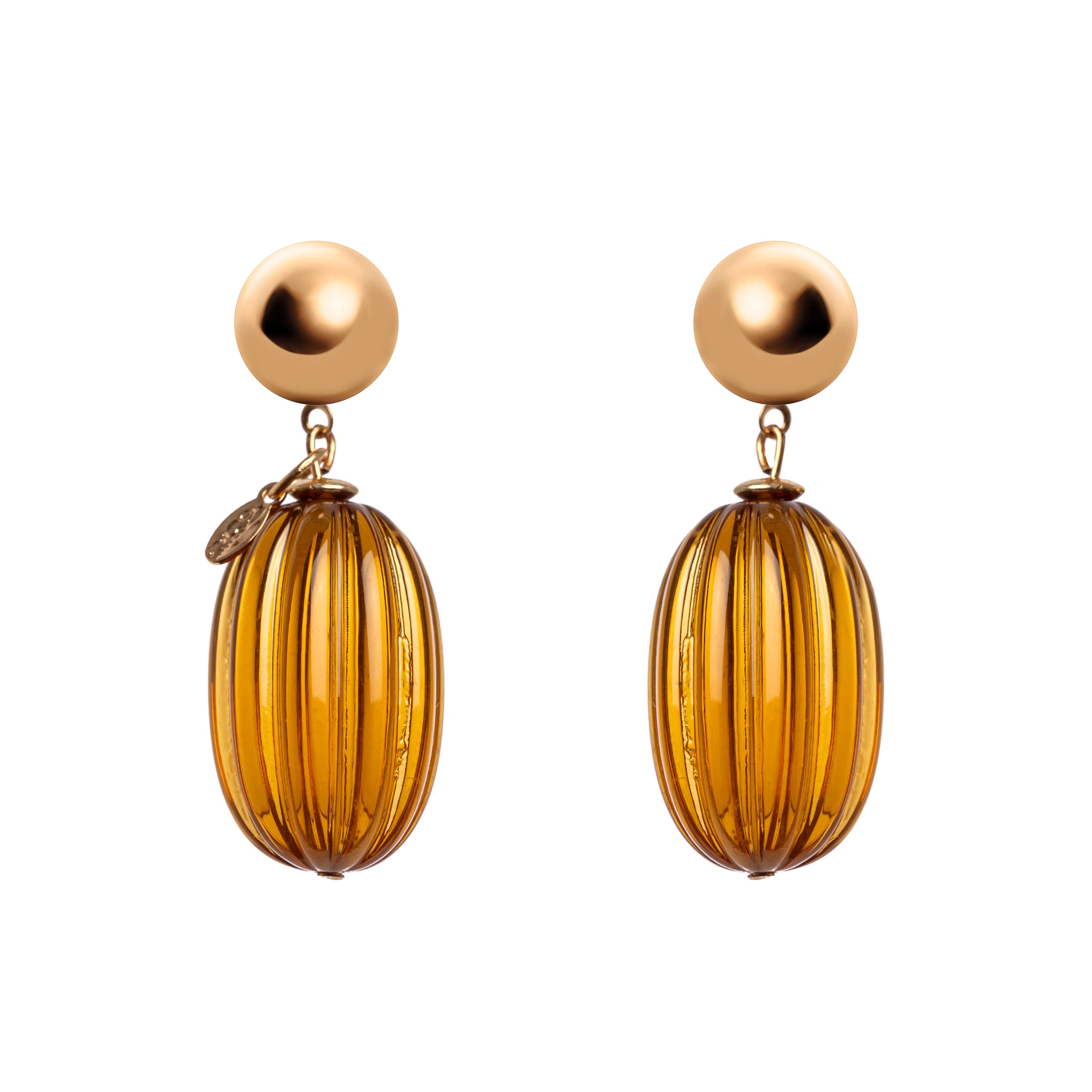 Earrings with dangling olive Plissè - Orange - Sodini Bijoux