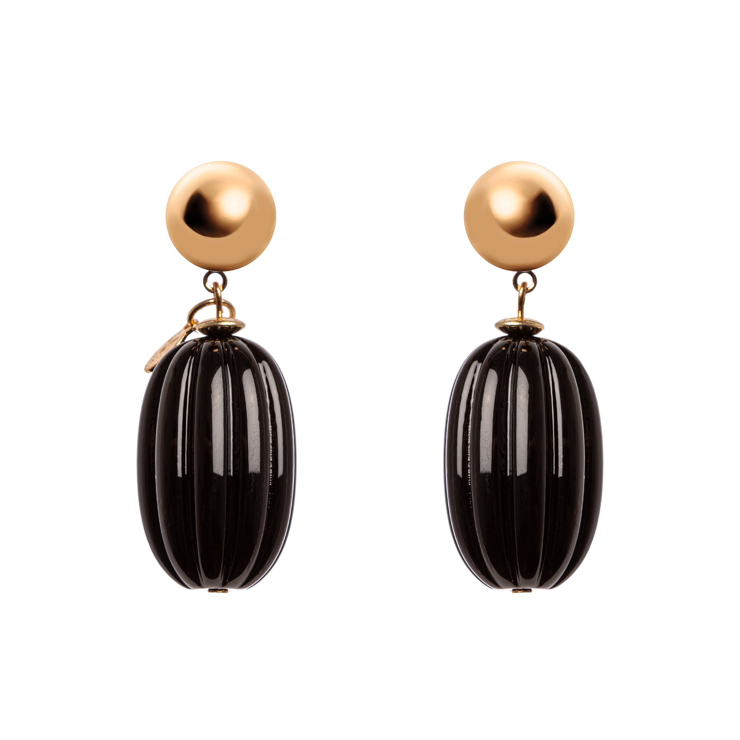 Earrings with hanging olive Plissè - Black - Sodini Bijoux