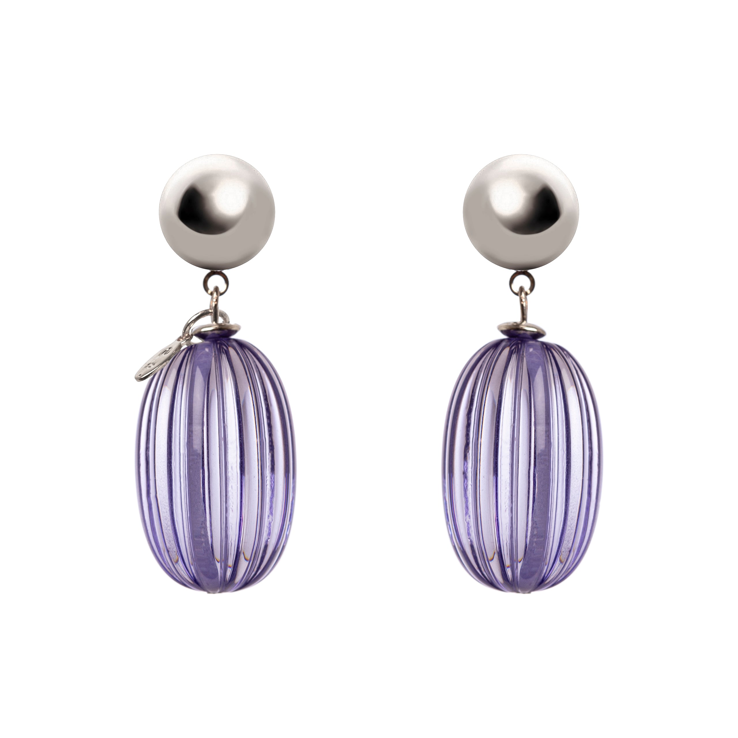 Earrings with dangling olive Plissè - Purple - Sodini Bijoux