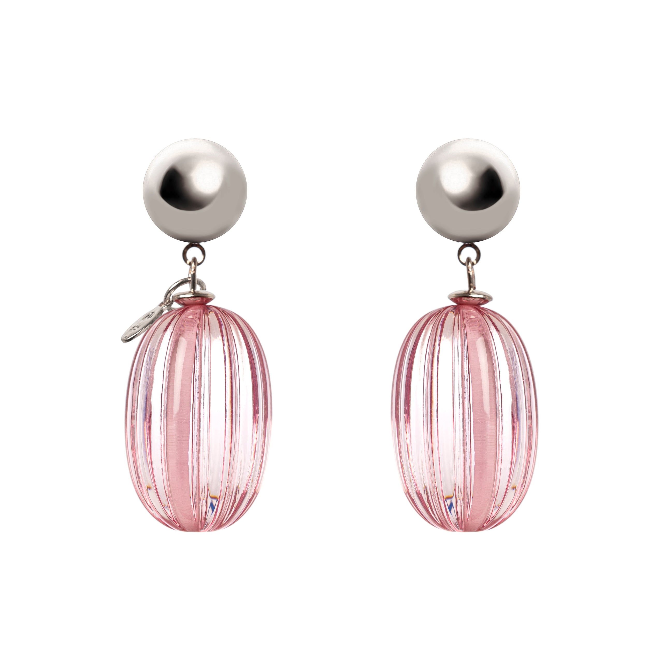 Earrings with dangling olive Plissè - Pink - Sodini Bijoux