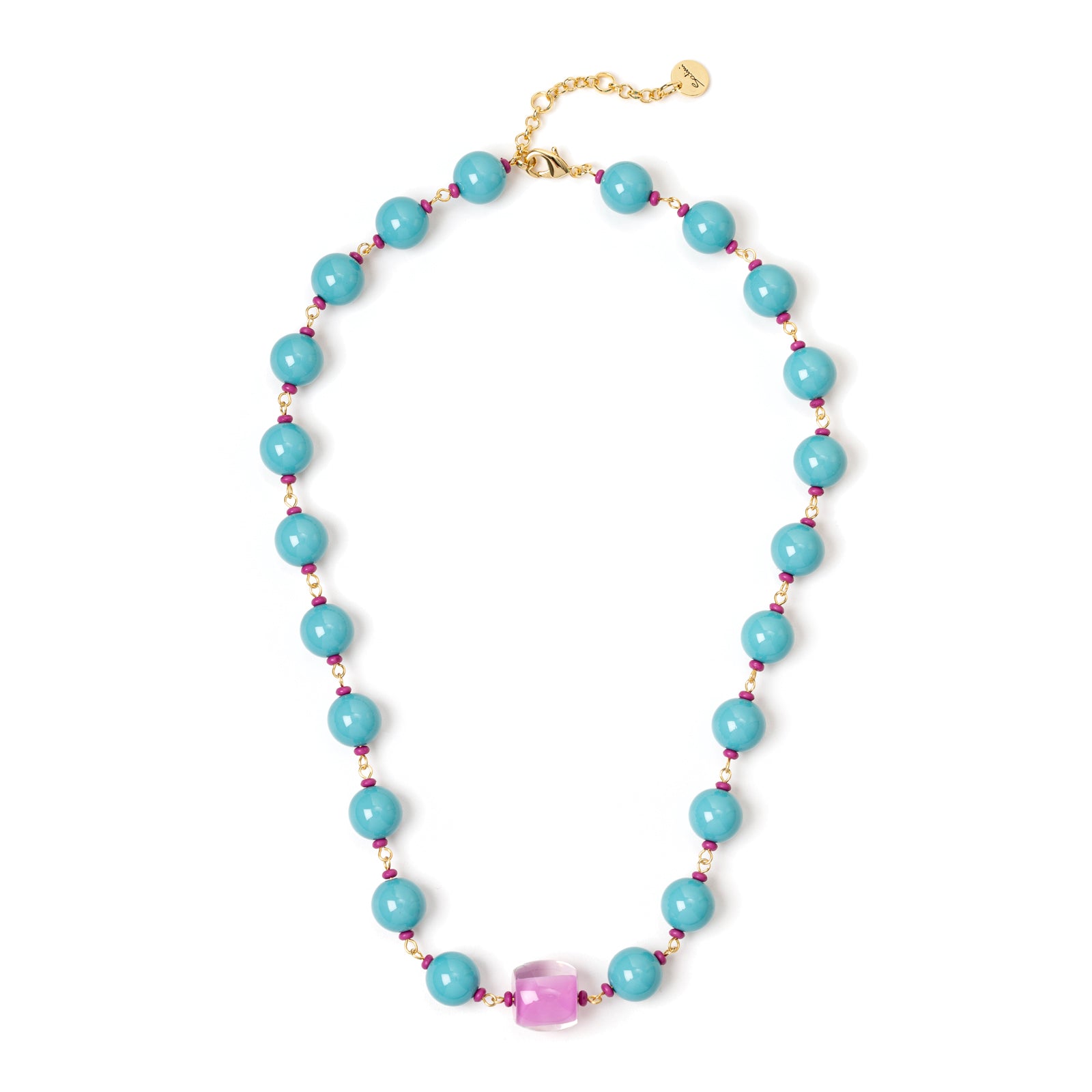 Necklace with chained boules Queens - Turquoise - Sodini Bijoux
