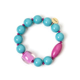 Bracciale elastico boule e due elementi Queens - Turchese - Sodini Bijoux