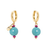 Hoop and boule earrings Queens - Turquoise - Sodini Bijoux
