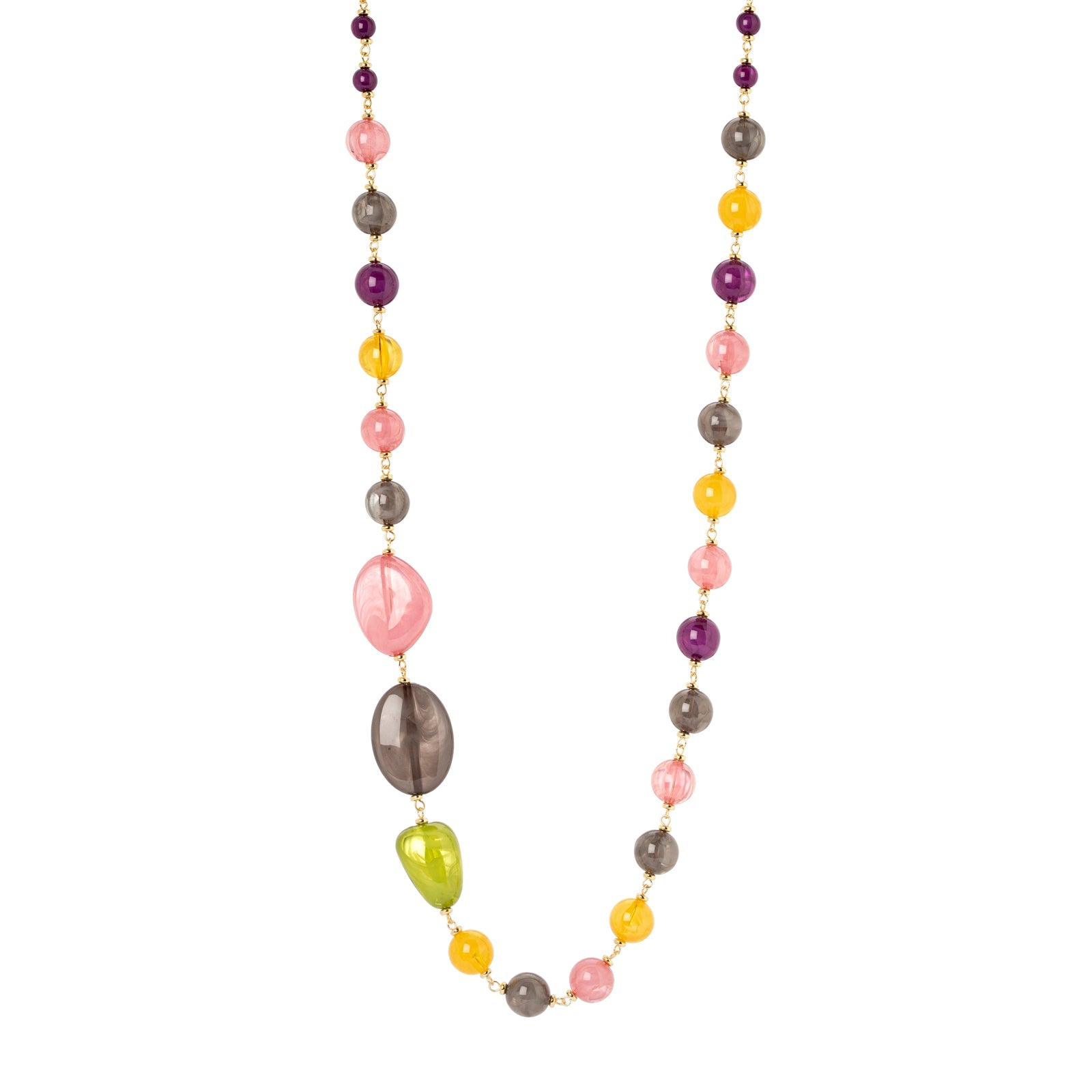 Collana lunga boules e luminosi elementi Ester - Multicolor - Sodini Bijoux