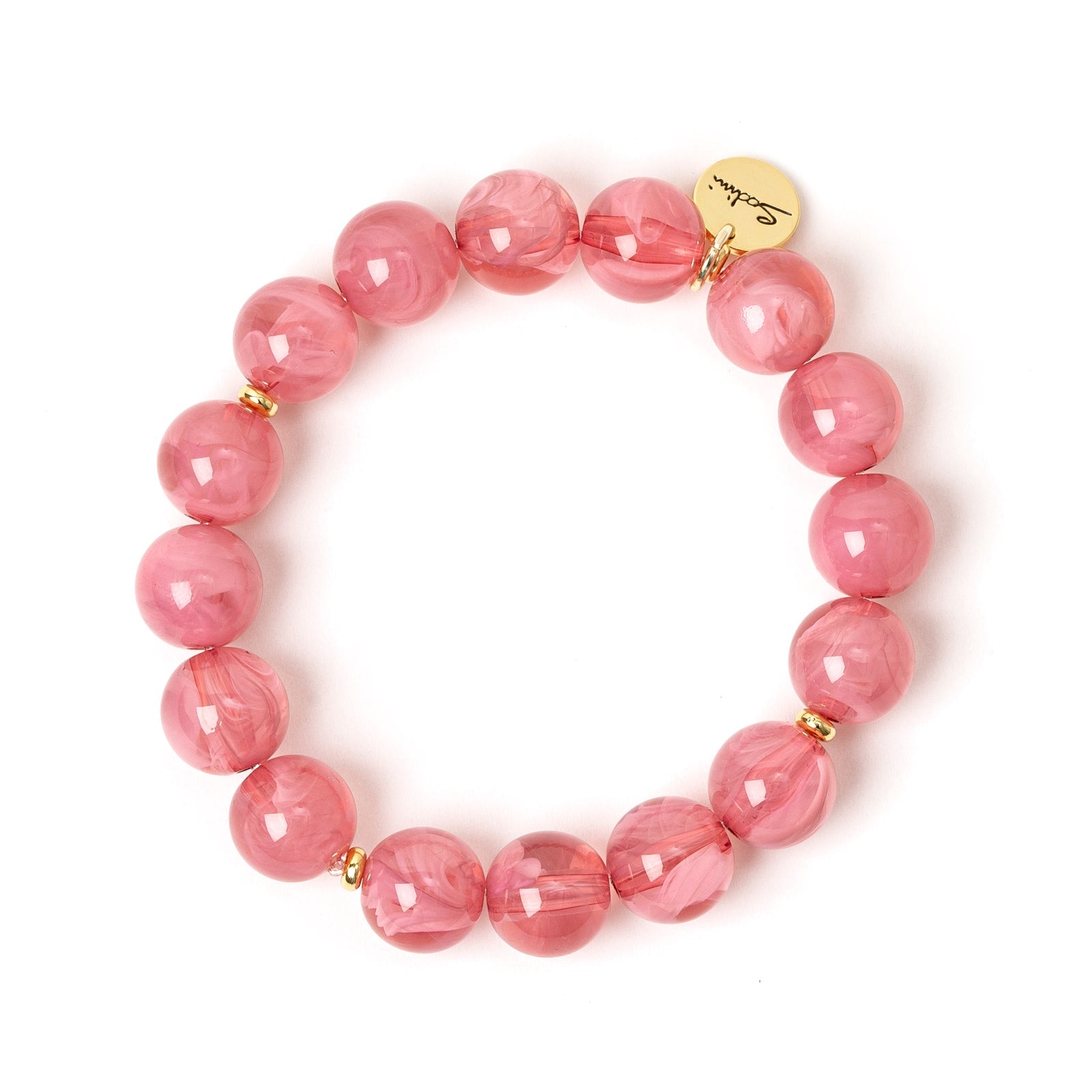 Bracciale elastico a grandi boule Ester - Rosa - Sodini Bijoux