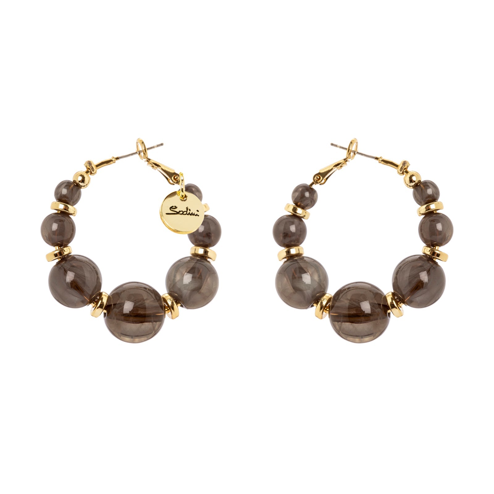 Orecchini cerchio e sfere Ester - Grigio - Sodini Bijoux