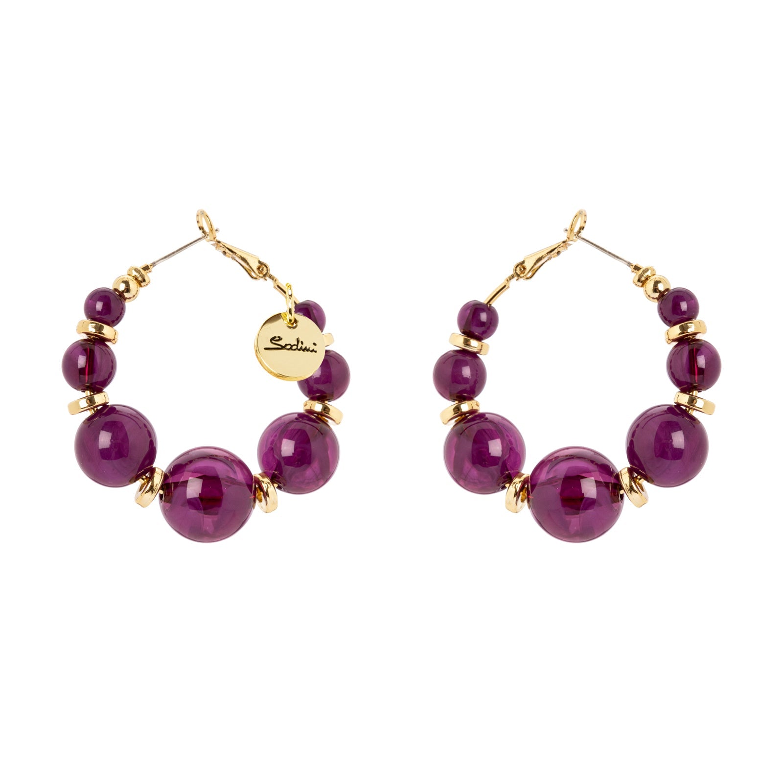 Orecchini cerchio e sfere Ester - Viola - Sodini Bijoux