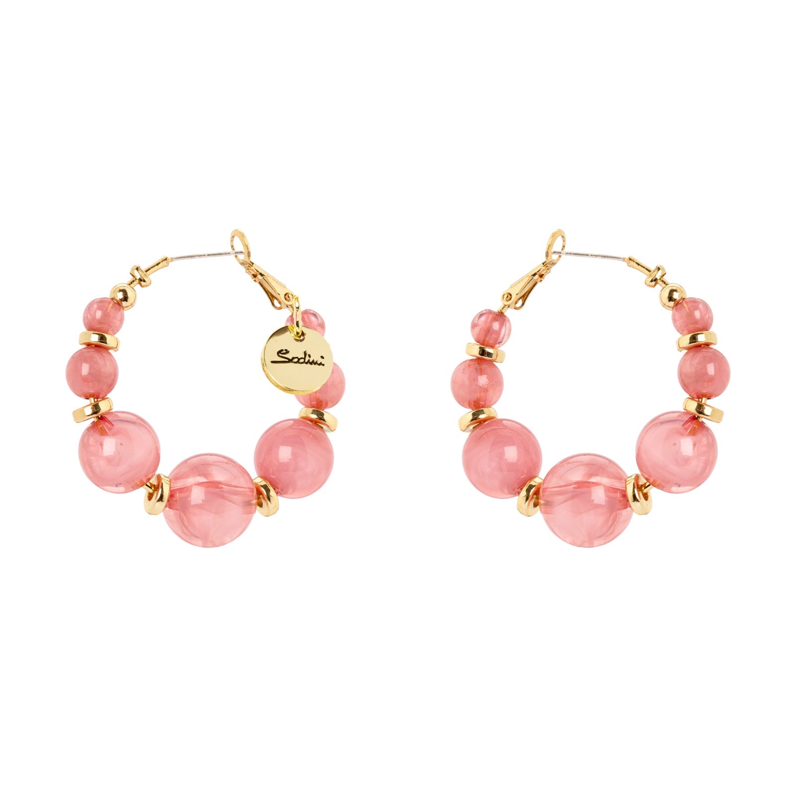Orecchini cerchio e sfere Ester - Rosa - Sodini Bijoux