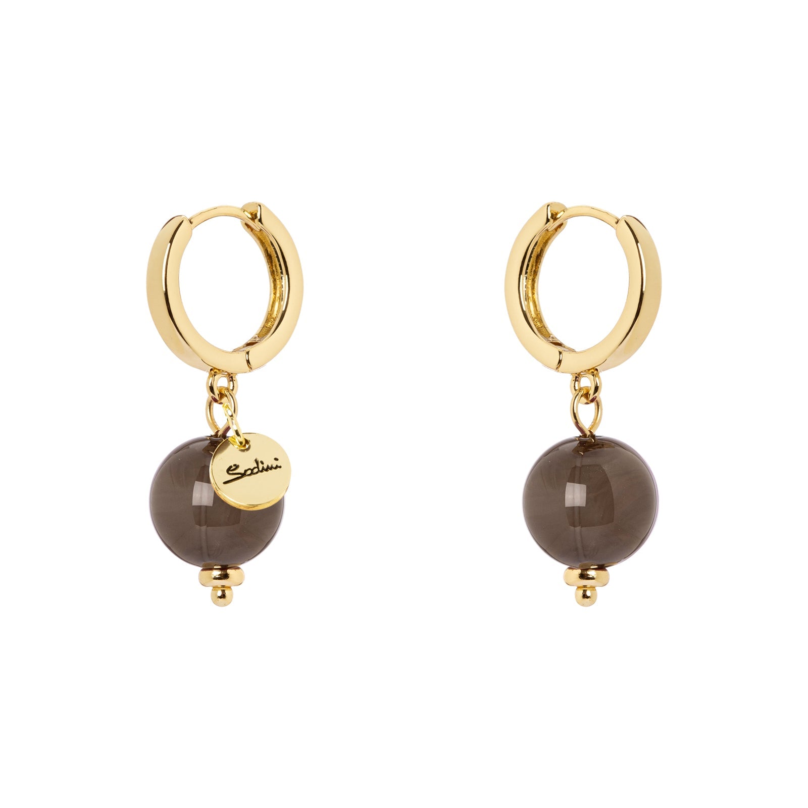 Orecchini cerchietto e boule Ester - Grigio - Sodini Bijoux