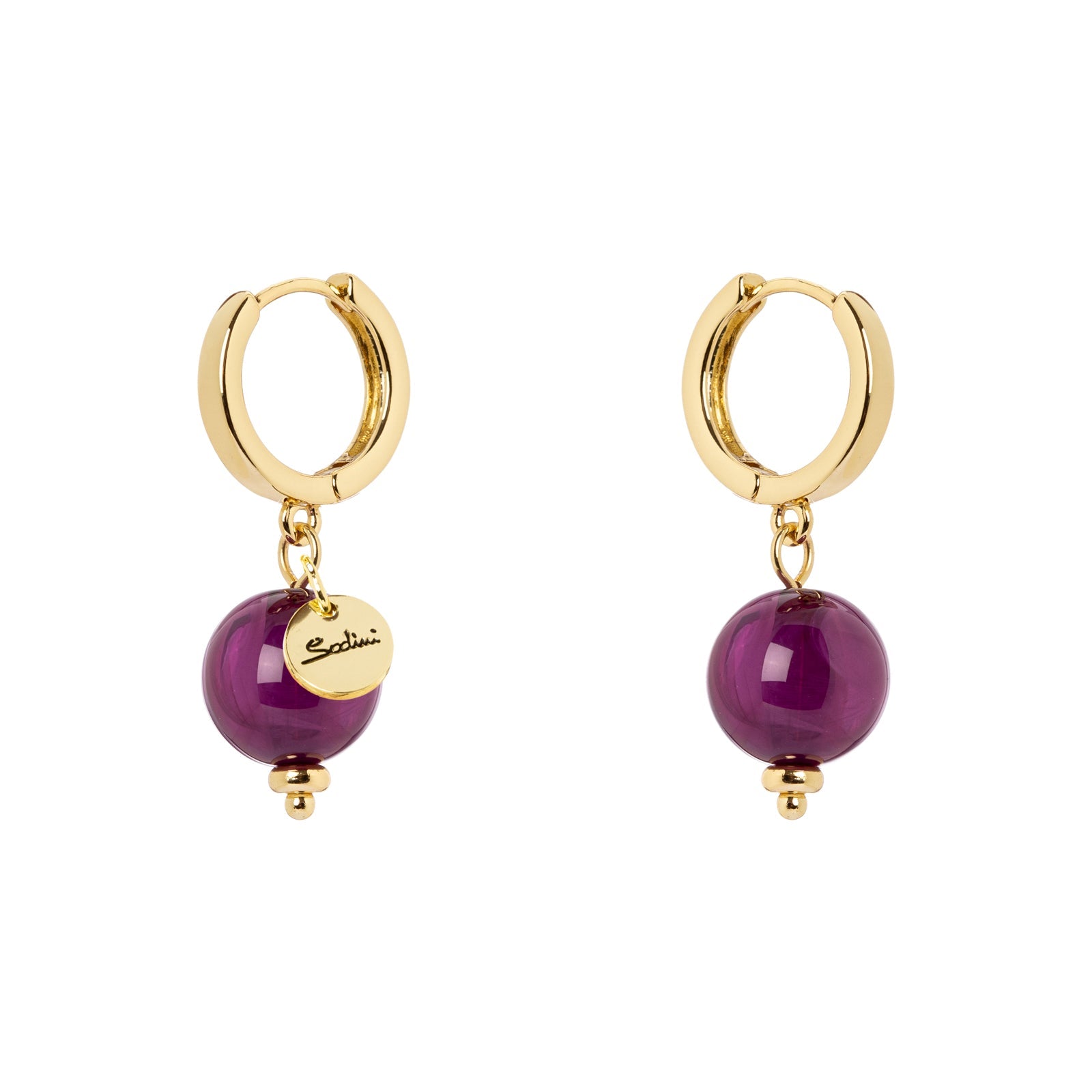 Orecchini cerchietto e boule Ester - Viola - Sodini Bijoux