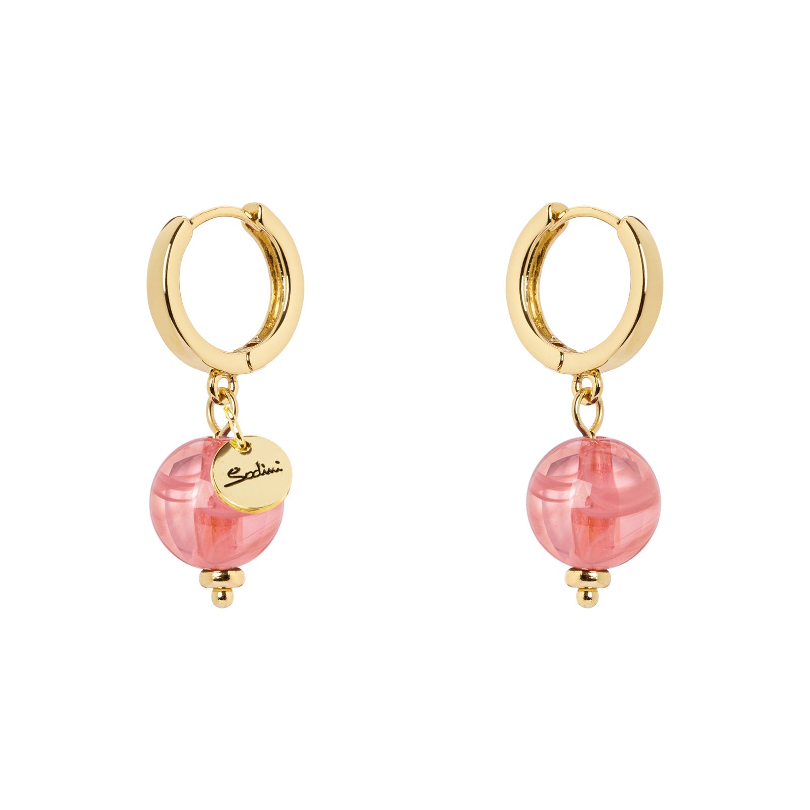Orecchini cerchietto e boule Ester - Rosa - Sodini Bijoux