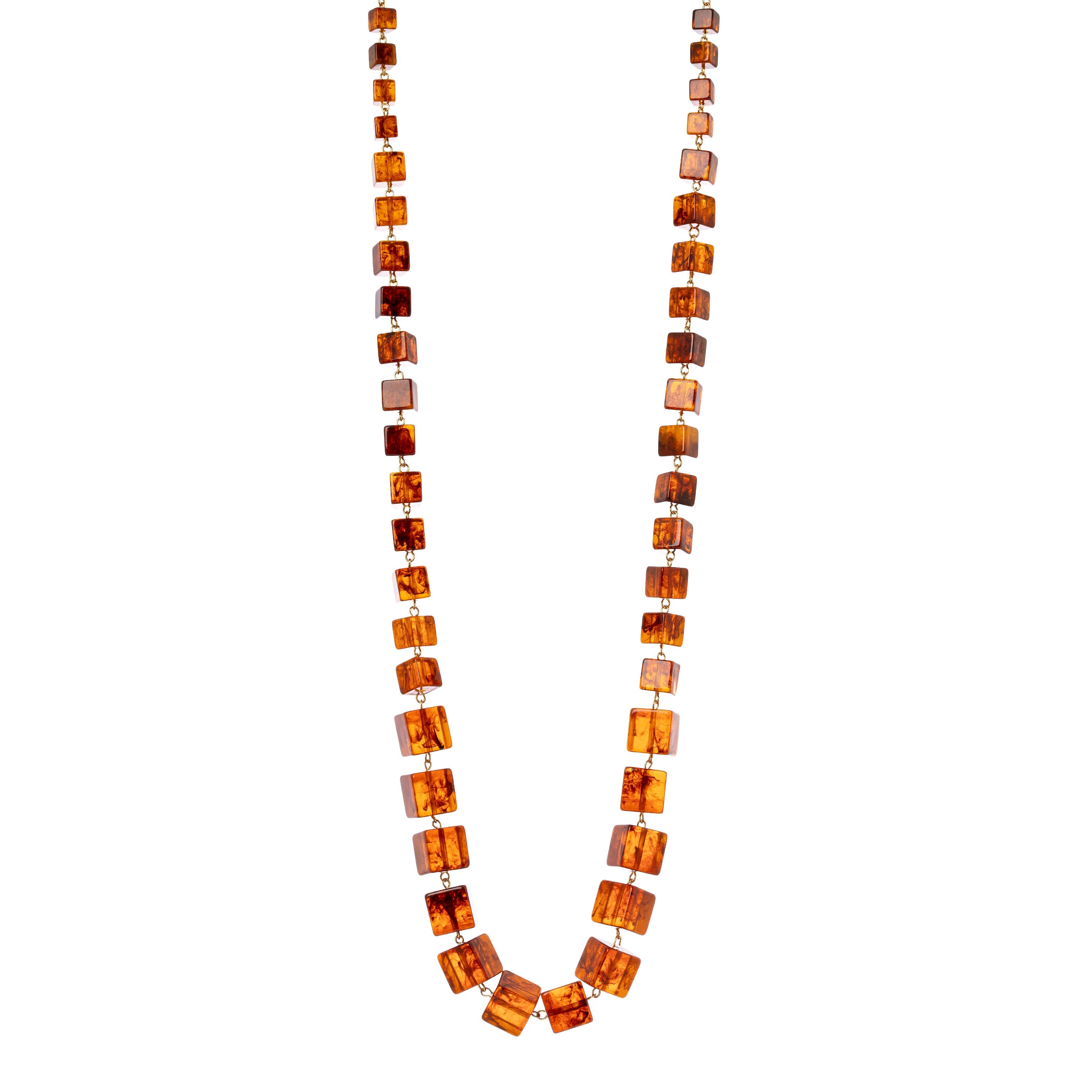 Collana lunga con elementi cubici Yaba - Marrone - Sodini Bijoux