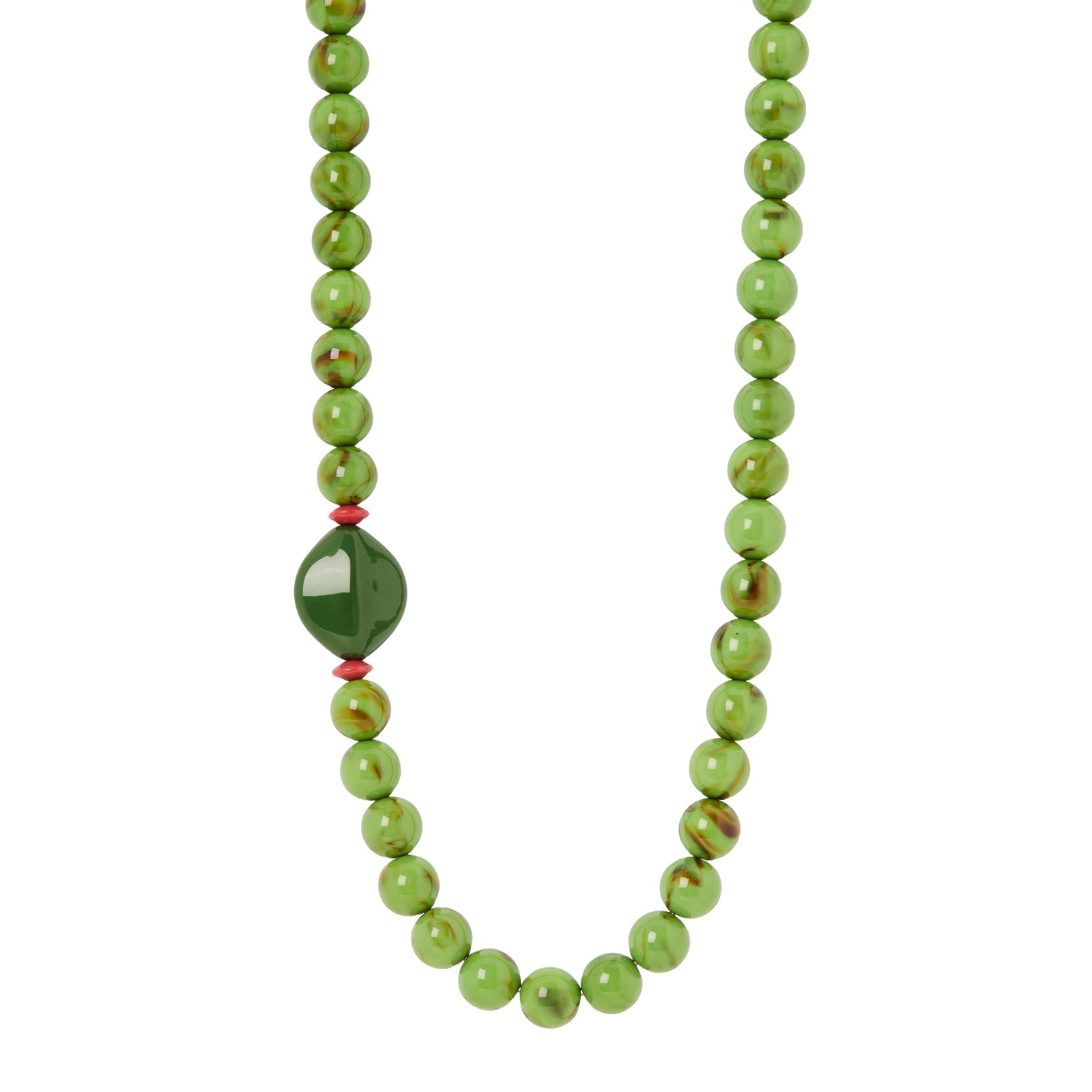 Collana boule verdi ed elemento a quattro lati Apuana - Verde - Sodini Bijoux