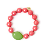 Bracciale elastico boule e ciottolo sinuoso Apuana - Verde e rosso - Sodini Bijoux