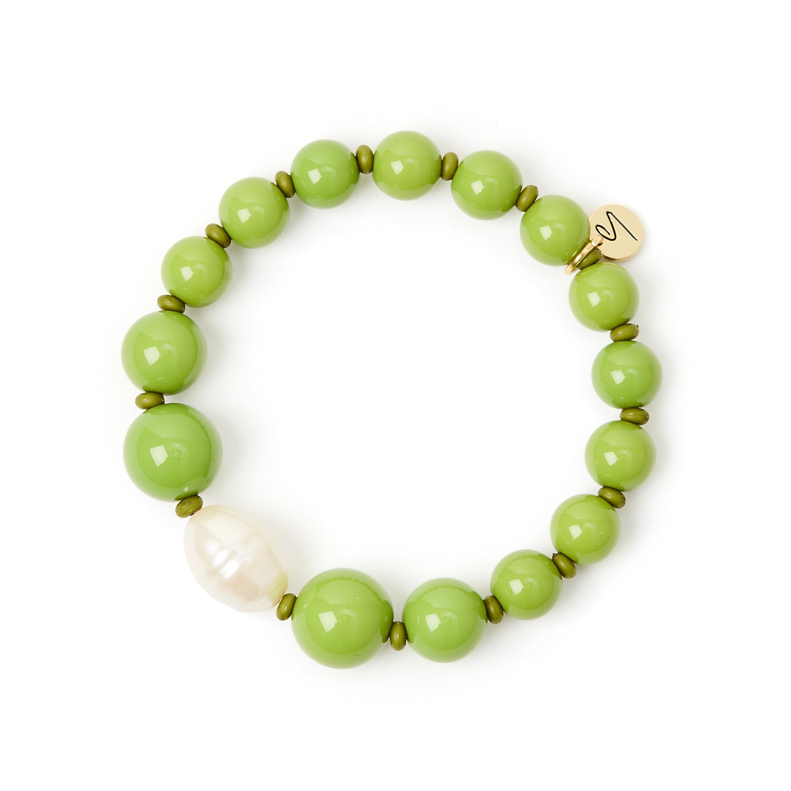 Bracciale elastico boule e perla Maya - Verde - Sodini Bijoux