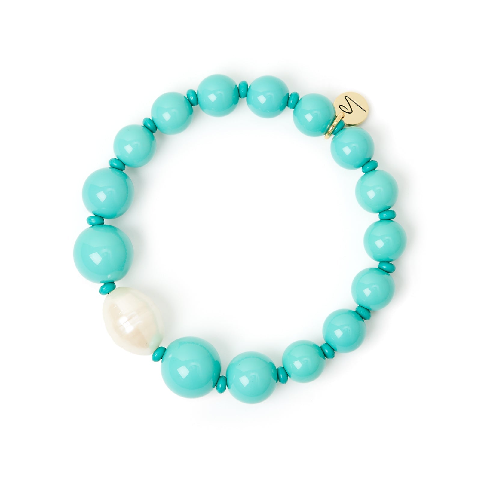 Bracciale elastico boule e perla Maya - Turchese - Sodini Bijoux