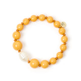 Bracciale elastico boule e perla Maya - Ocra - Sodini Bijoux