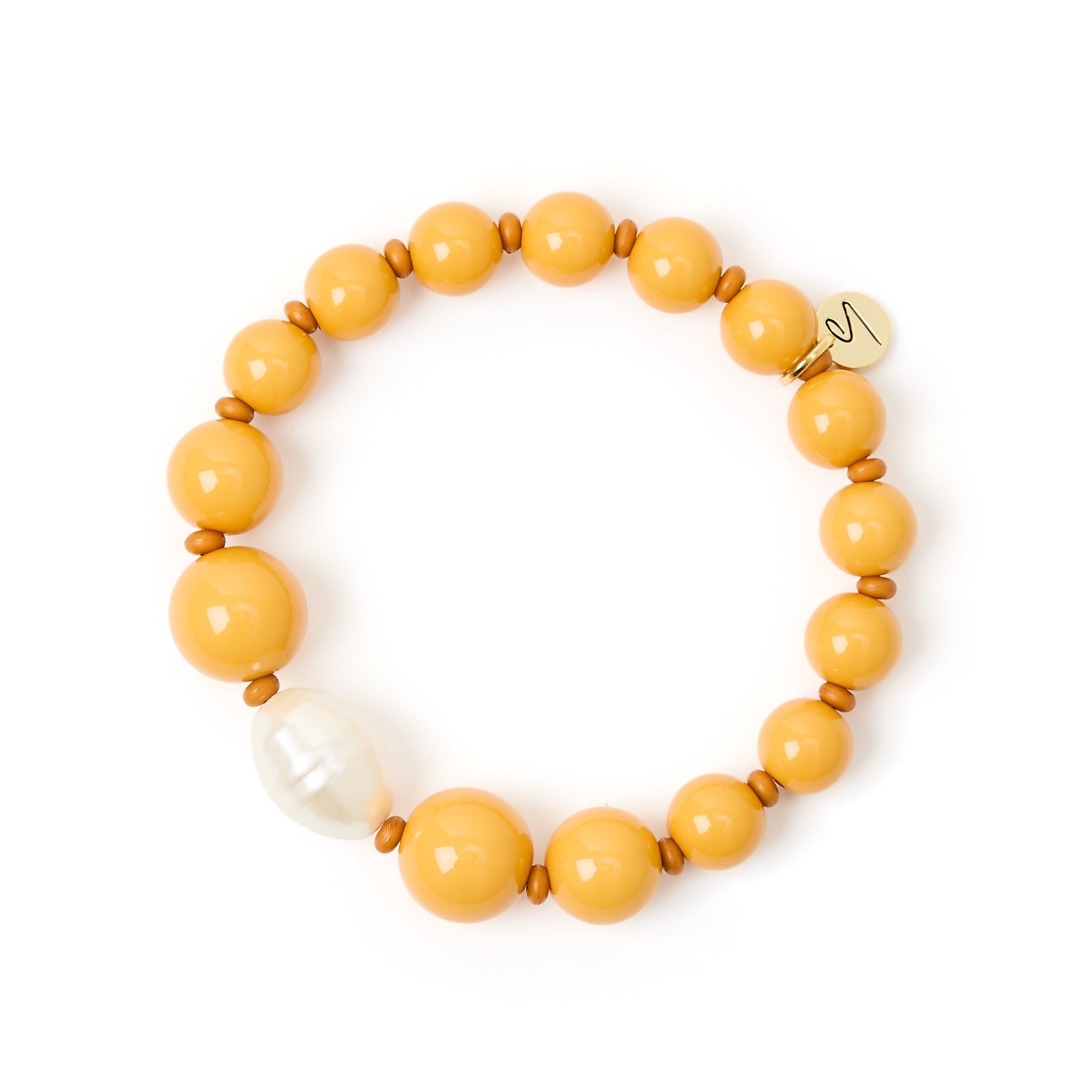 Bracciale elastico boule e perla Maya - Ocra - Sodini Bijoux