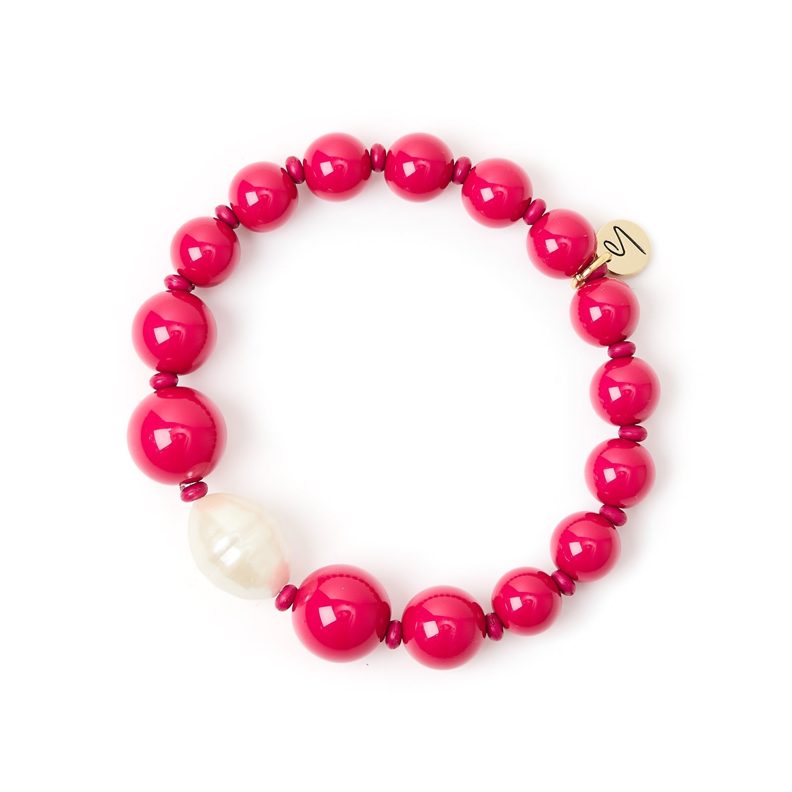 Bracciale elastico boule e perla Maya - Rosso - Sodini Bijoux