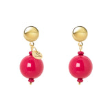 Earrings with half-sphere and boule beads Maya - Red - Sodini Bijoux