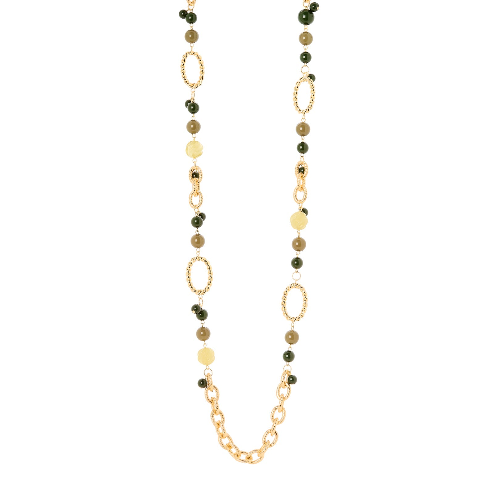 Collana lunga catena boule anelli Belle Epoque - Verde - Sodini Bijoux