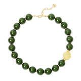Short necklace  spheres striped boule Belle Epoque - Green - Sodini Bijoux