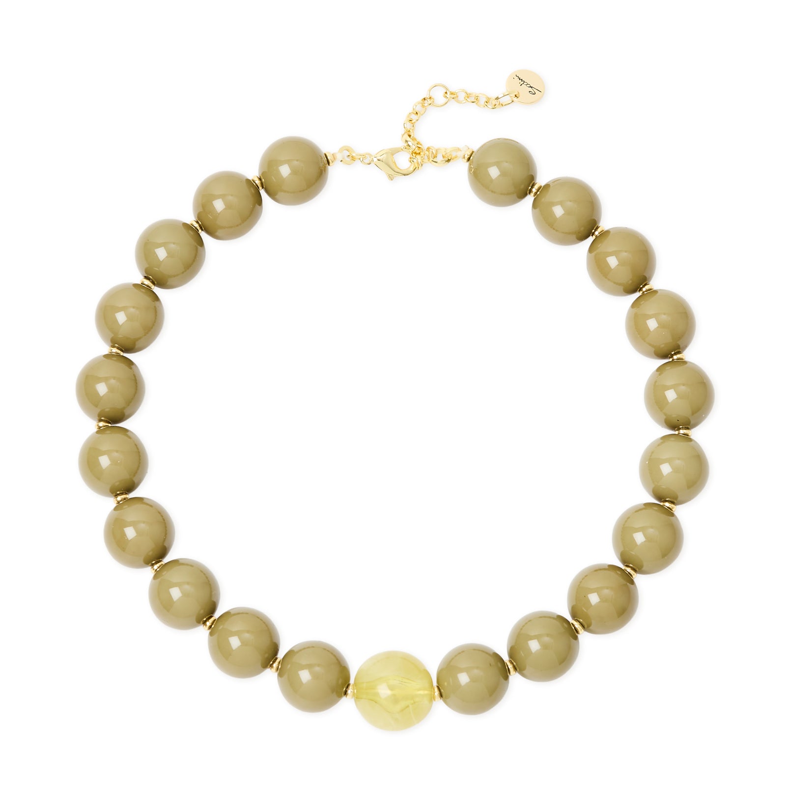 Collana corta sfere e boule sfaccettata Belle Epoque - Oliva - Sodini Bijoux