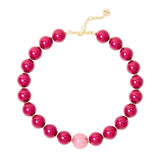 Short necklace spheres faceted boule Belle Epoque - Fuchsia - Sodini Bijoux