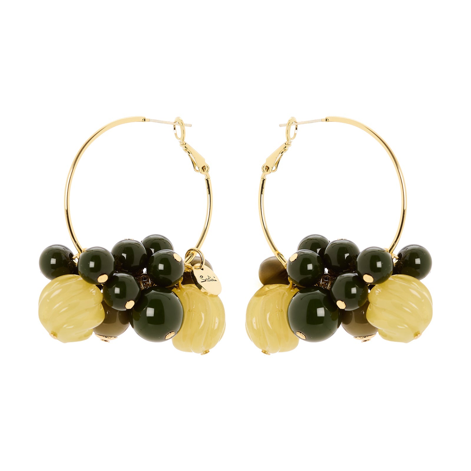 Hoop and cluster earrings Belle Epoque - Green - Sodini Bijoux