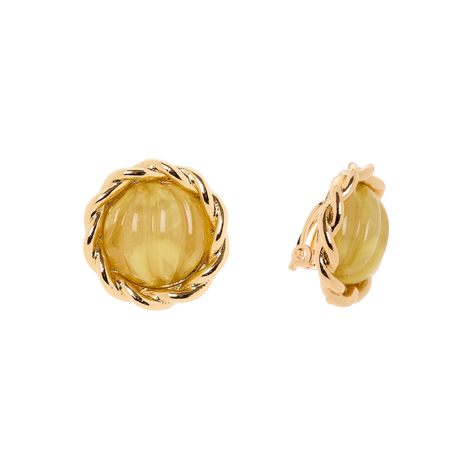 Orecchini piccolo bottone cabochon rigato Belle Epoque - Verde - Sodini Bijoux