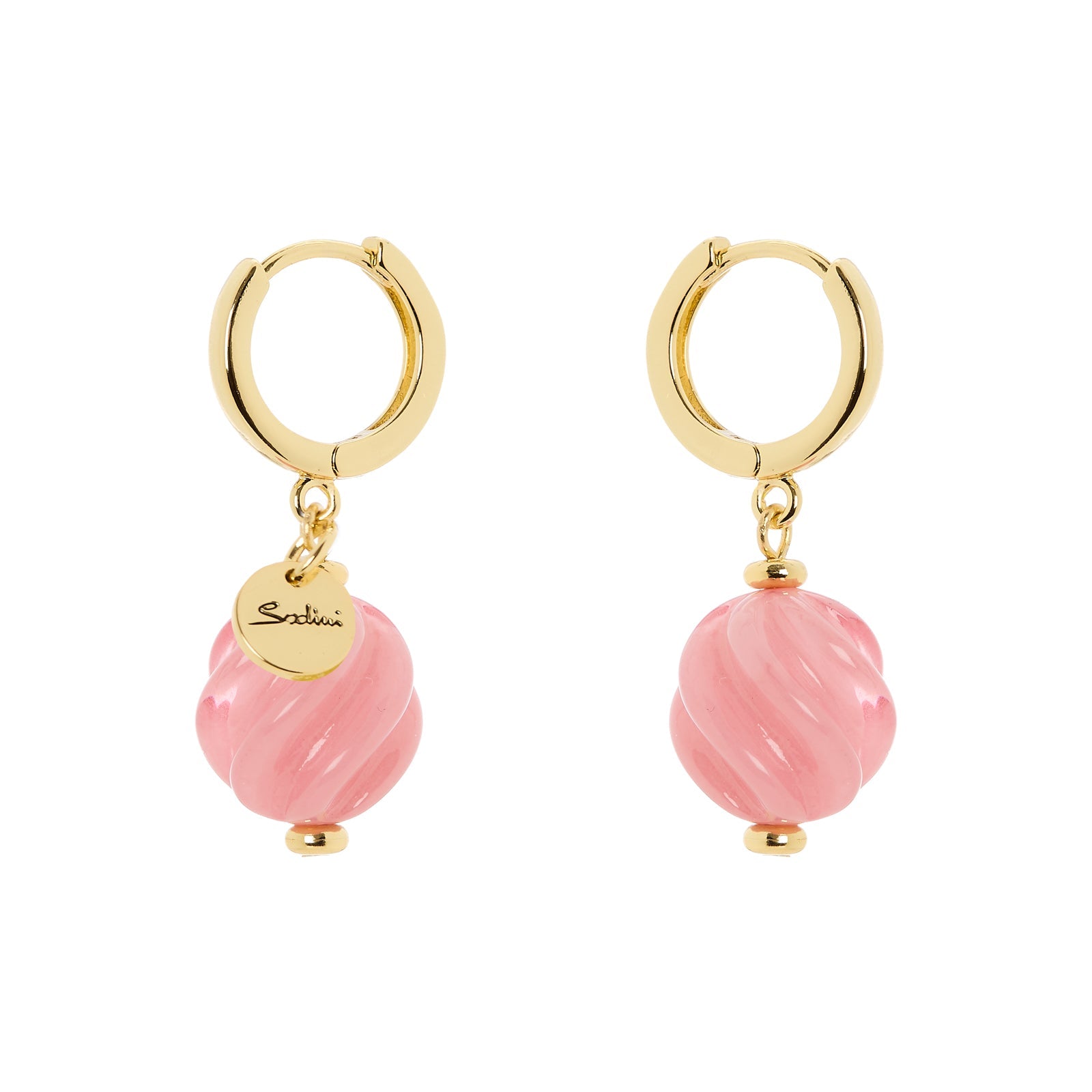 Orecchini cerchietto e boule pendente Belle Epoque - Rosa - Sodini Bijoux