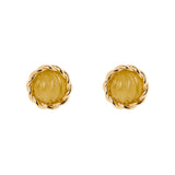 Orecchini mini bottone cabochon rigato Belle Epoque - Verde chiaro - Sodini Bijoux