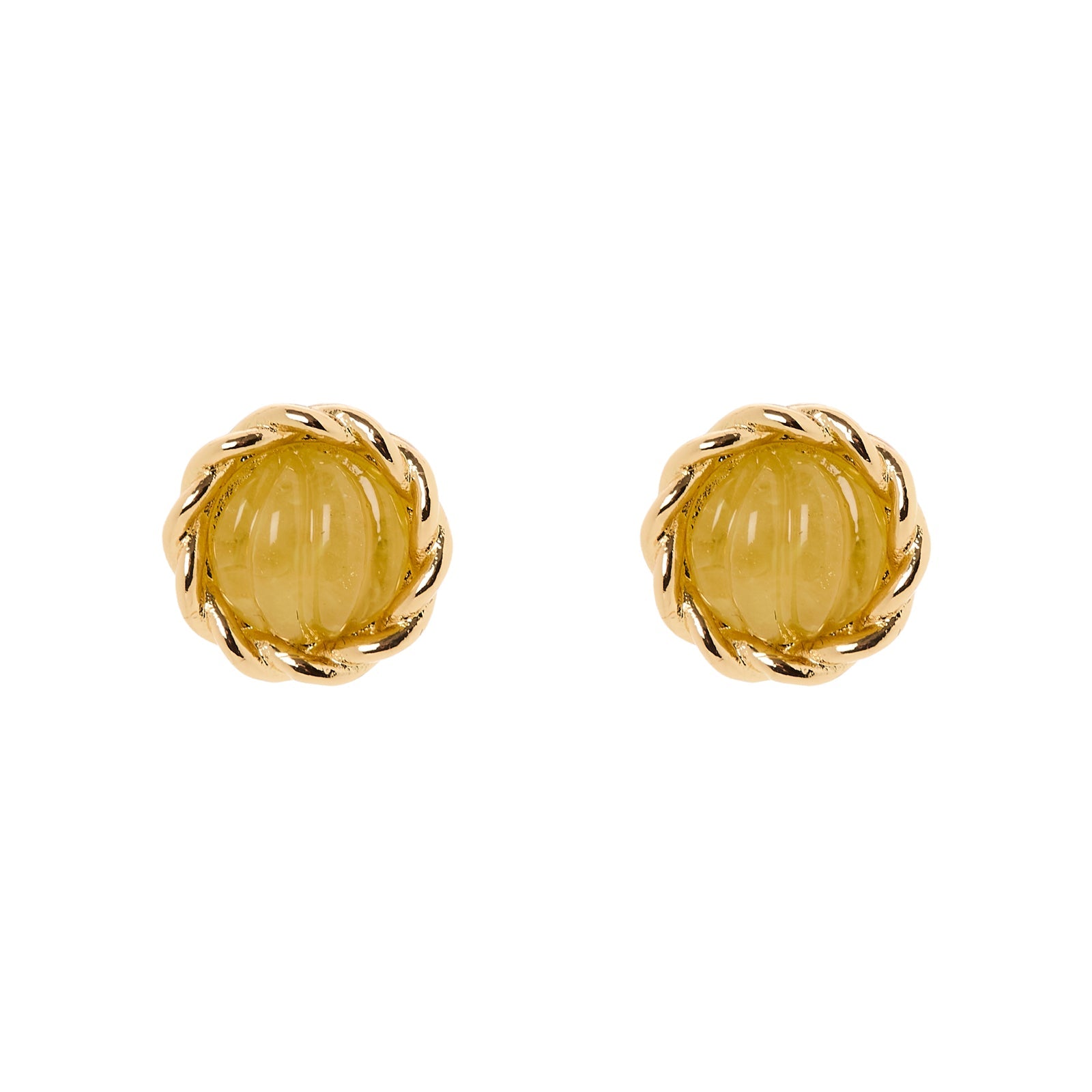 Orecchini mini bottone cabochon rigato Belle Epoque - Verde chiaro - Sodini Bijoux