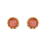 Orecchini mini bottone cabochon rigato Belle Epoque - Rosa - Sodini Bijoux