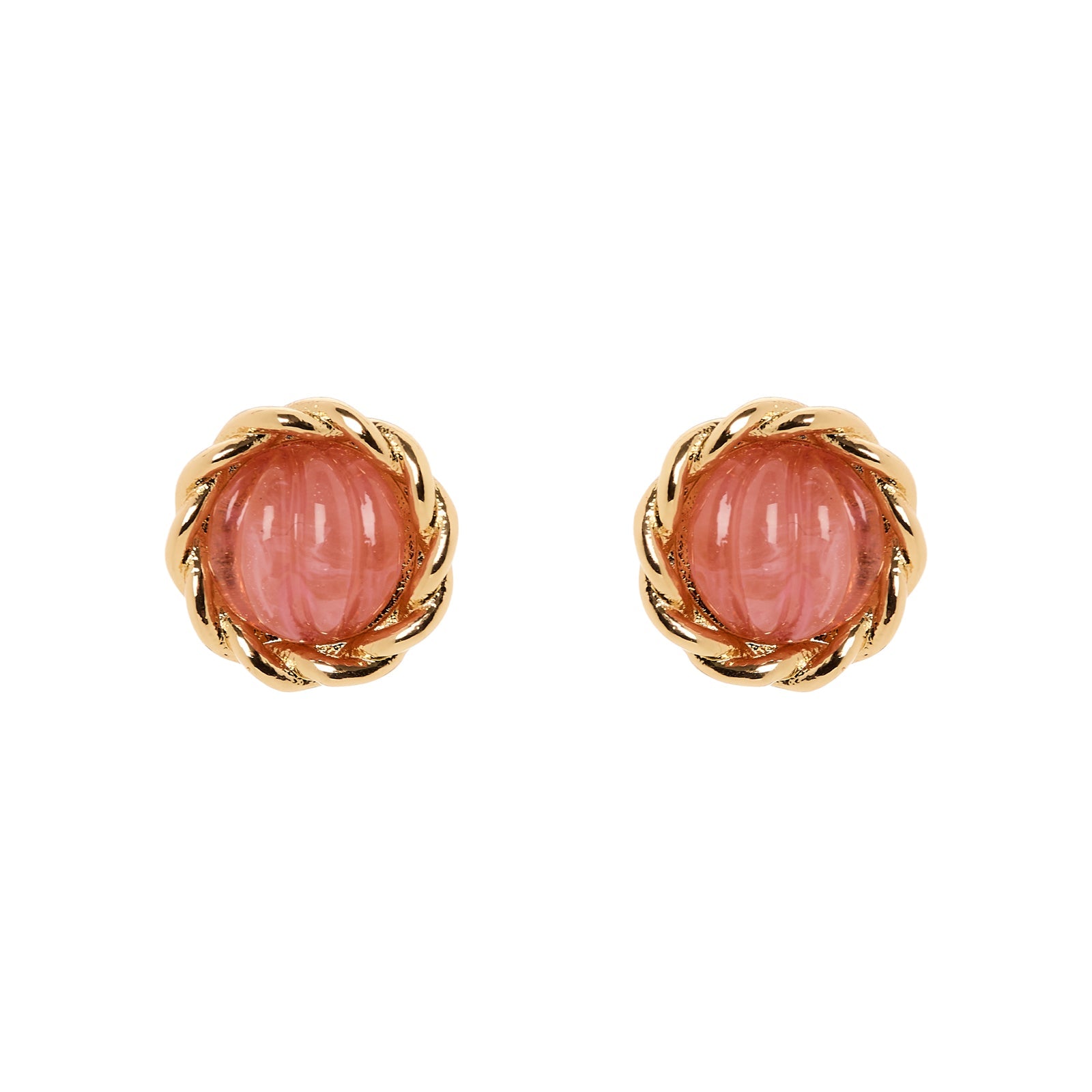 Orecchini mini bottone cabochon rigato Belle Epoque - Rosa - Sodini Bijoux
