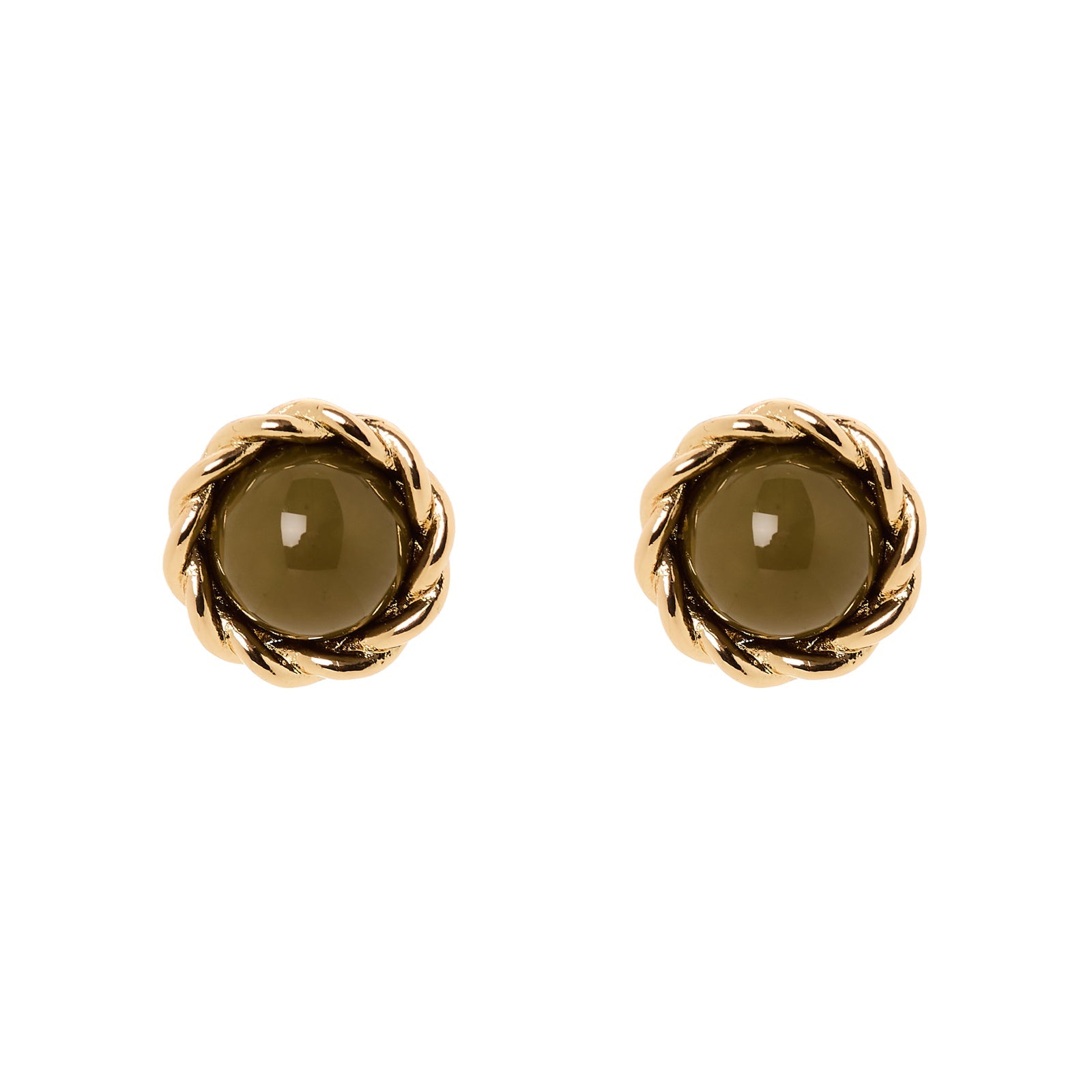 Orecchini mini bottone cabochon Belle Epoque - Oliva - Sodini Bijoux