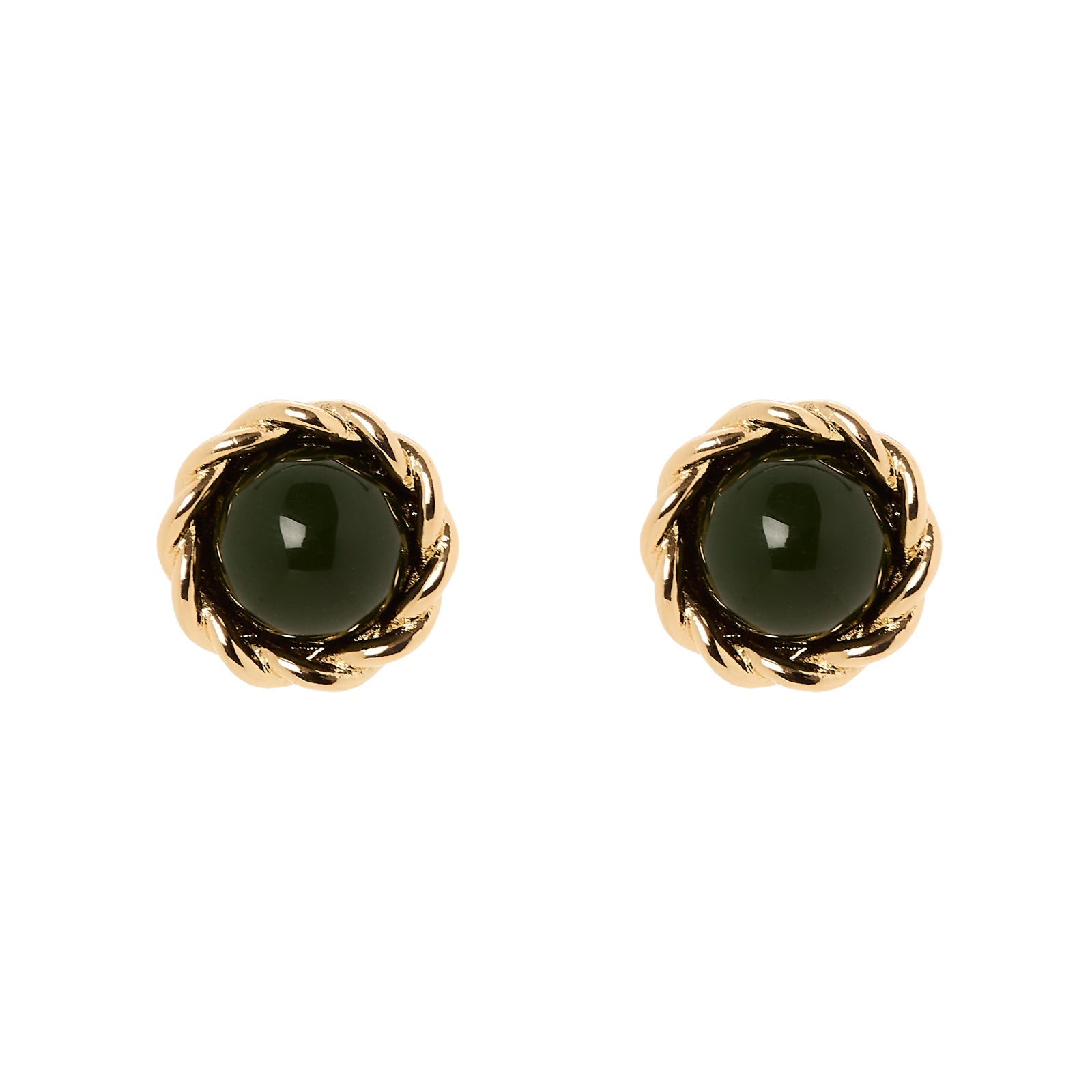 Orecchini mini bottone cabochon Belle Epoque - Verde - Sodini Bijoux