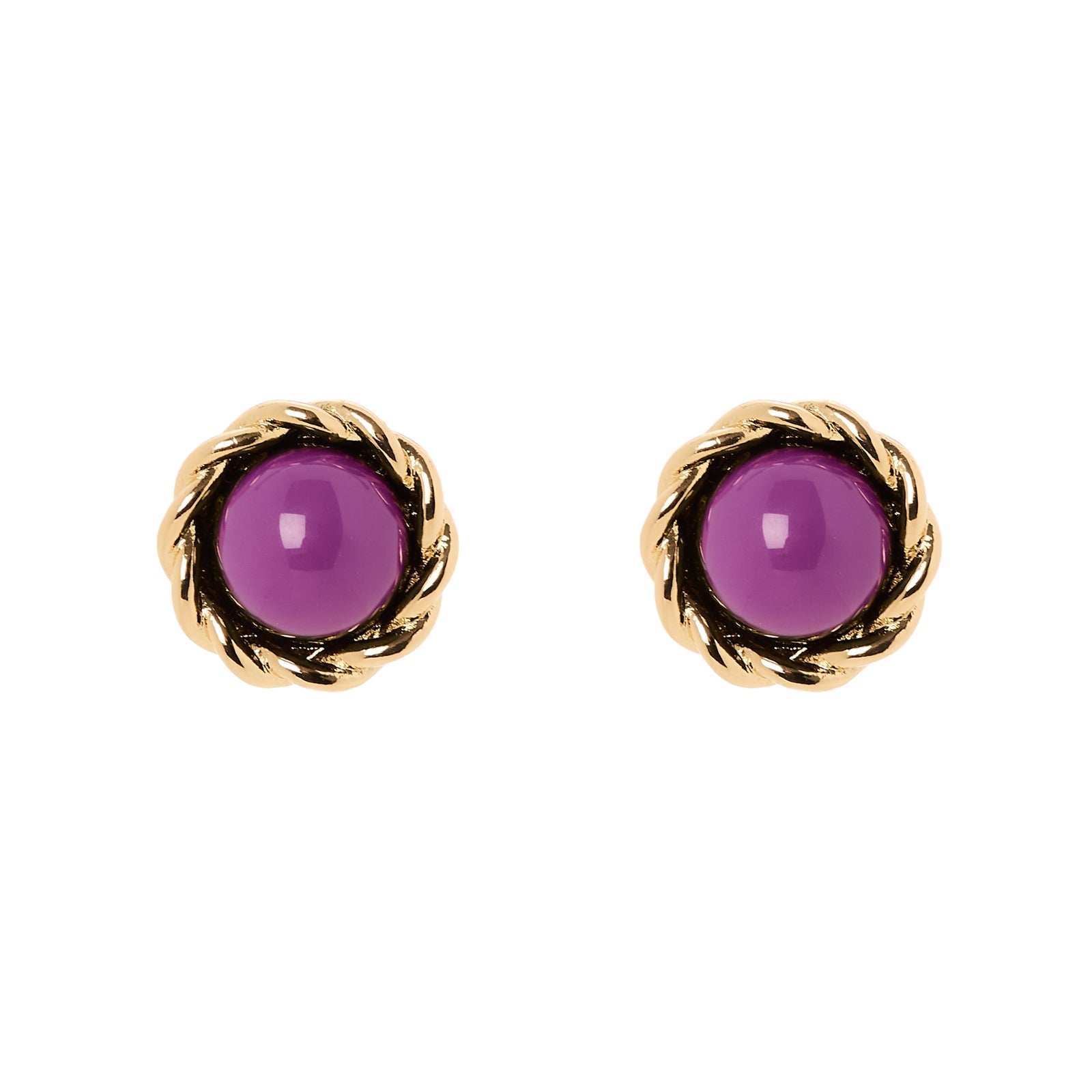 Orecchini mini bottone cabochon Belle Epoque - Viola - Sodini Bijoux
