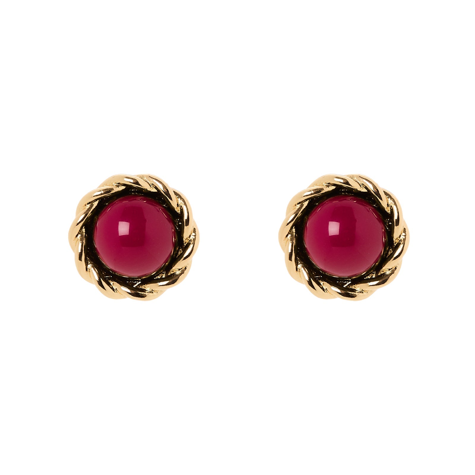 Orecchini mini bottone cabochon Belle Epoque - Fucsia - Sodini Bijoux
